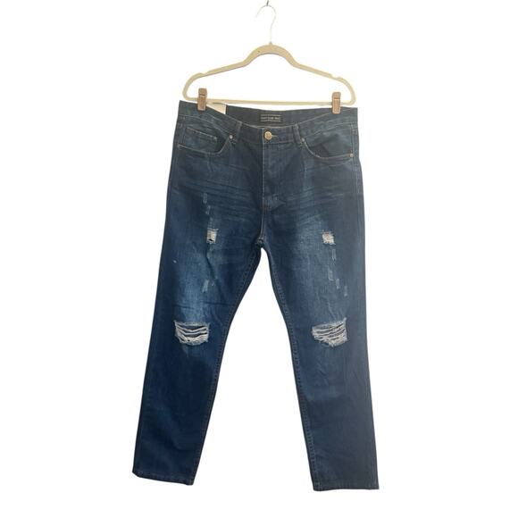 NWT American Bazi 13 Juniors Blue Boyfriend High Rise Distressed Jeans #5517 - Picture 2 of 16